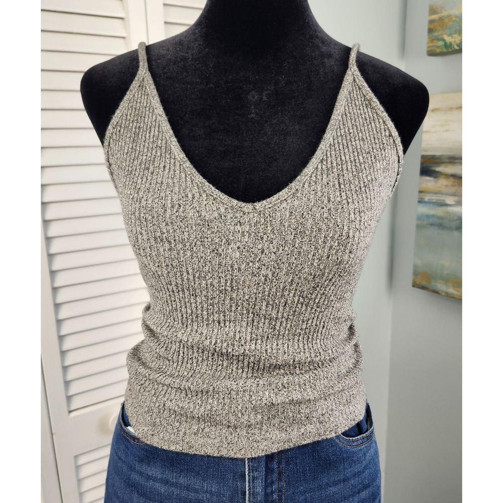 3/$20 Brandy Melville Gray Ribbed O/S Cropped top Bodycon Y2K